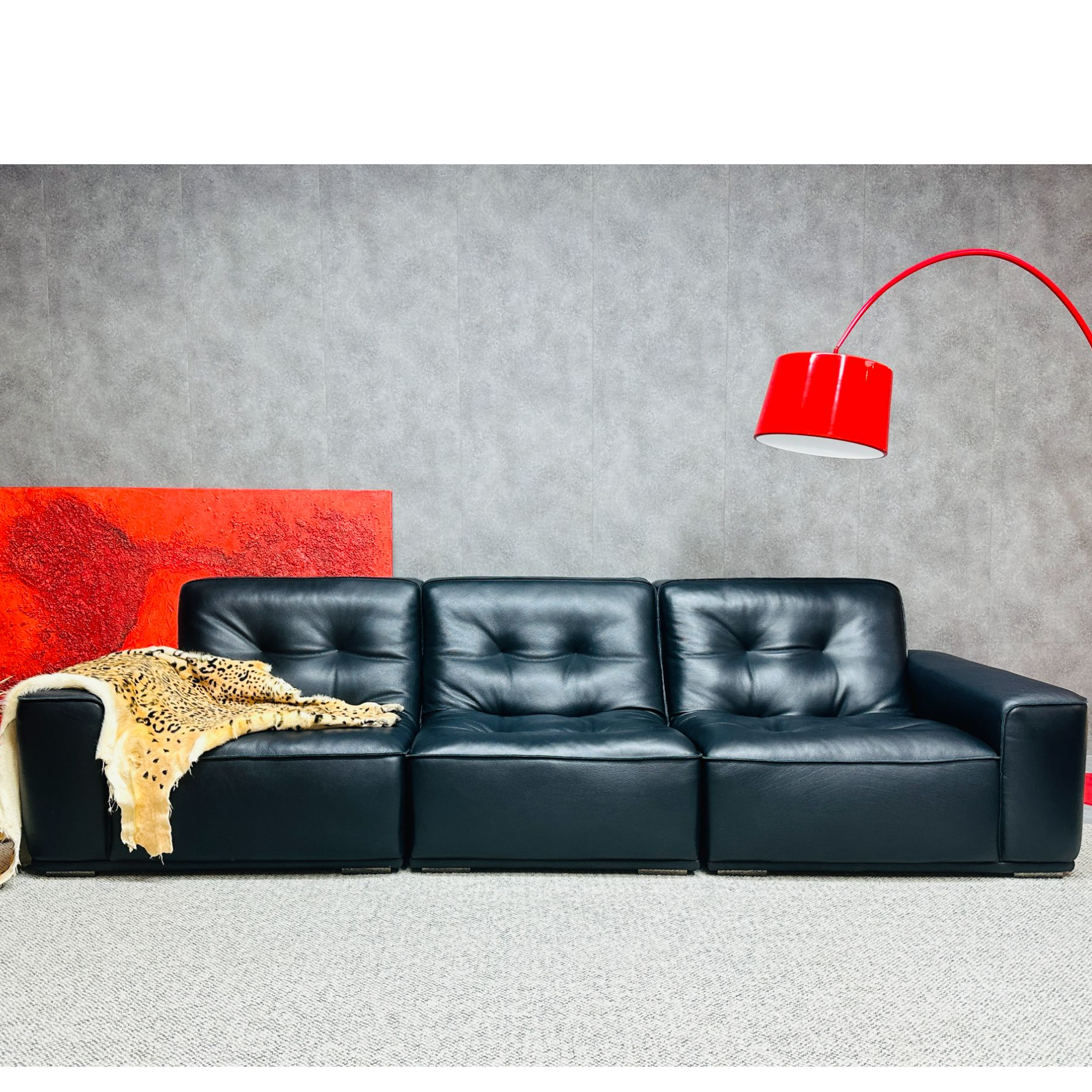 2.2厚全青皮黑金刚沙发头层牛皮真皮意式沙发客厅沙发直排沙发