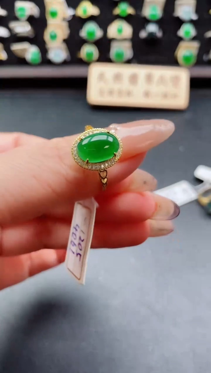 银S925镶嵌戒指翡翠1