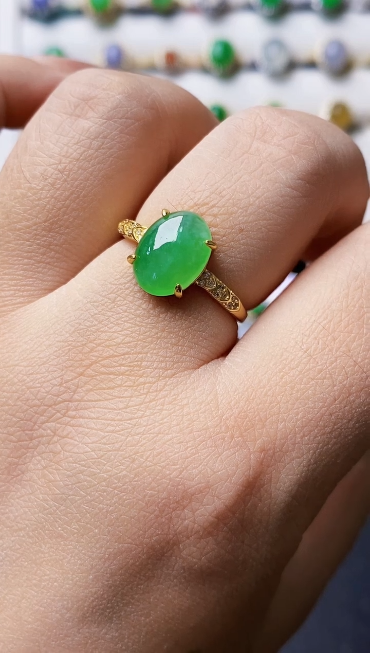 银S925镶嵌戒指翡翠1046