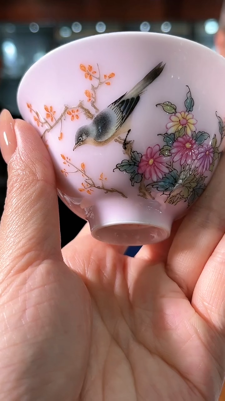 【闪购商品】官窑瓷画院311珐琅彩研究院花鸟主人杯