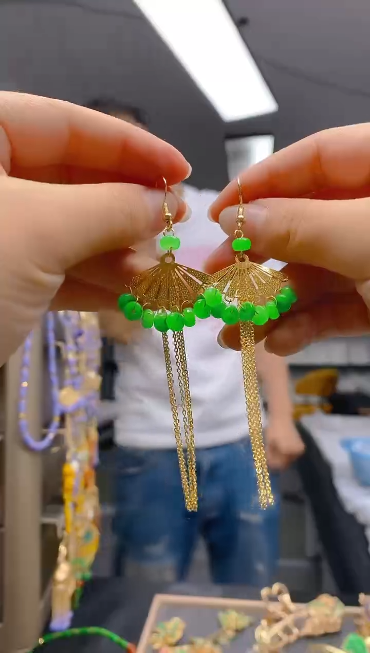 翡翠合金耳饰0379翡翠耳钩