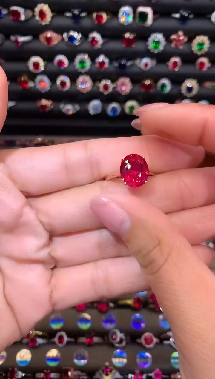 【闪购商品】红宝石戒指银S925镶嵌1012玫瑰金