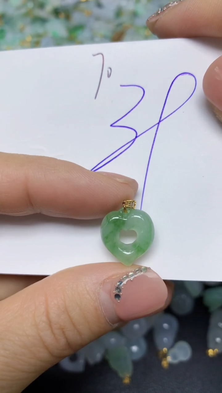 【闪购商品】翡翠挂件18K金镶嵌 天然翡翠A货