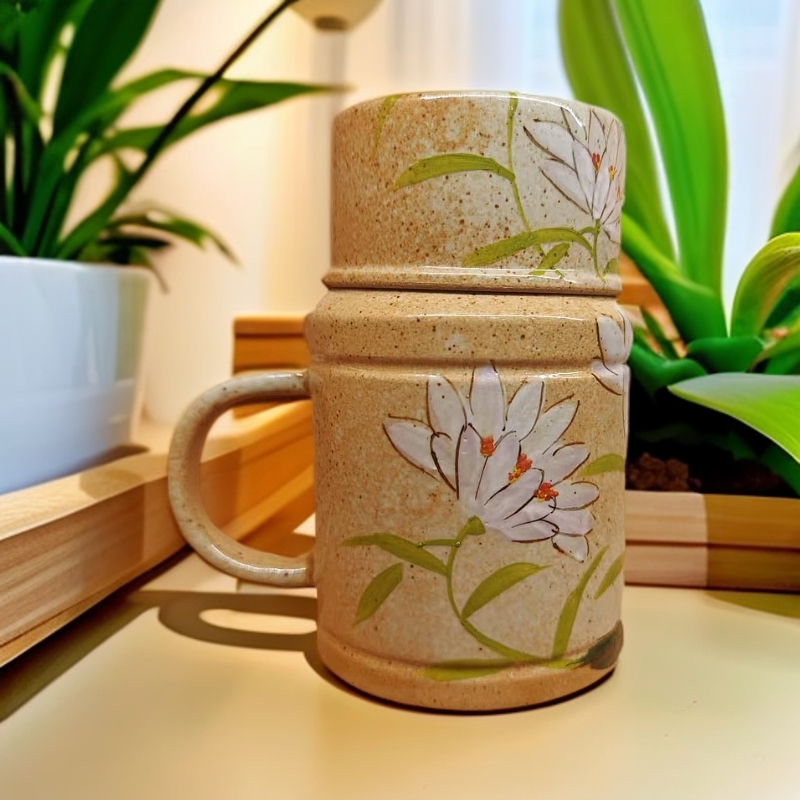 景德镇精美手绘茶杯 手工 复古 家用 大容量 主人杯 创意 带盖