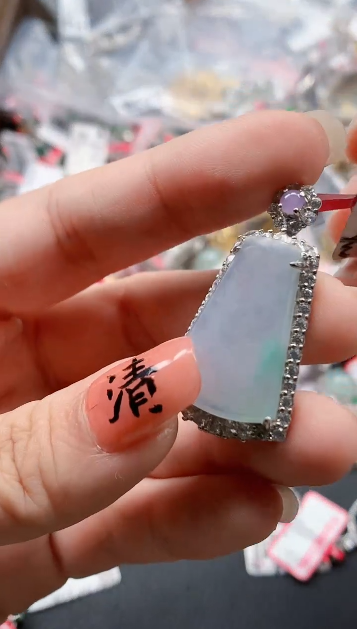 银S925镶嵌戒指翡翠天然A货缅甸翡翠