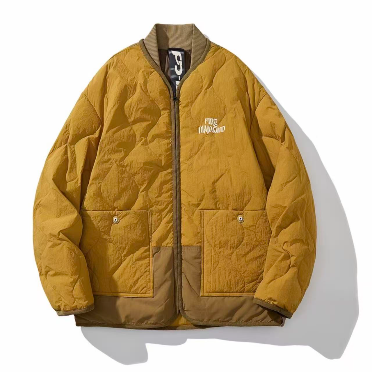 【羽绒系列】90白鸭绒葫芦纹拼接立裁设计感道袍羽绒服-FDD901