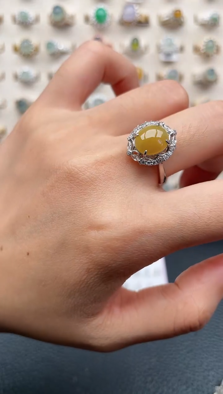 翡翠戒指银S925镶嵌1111