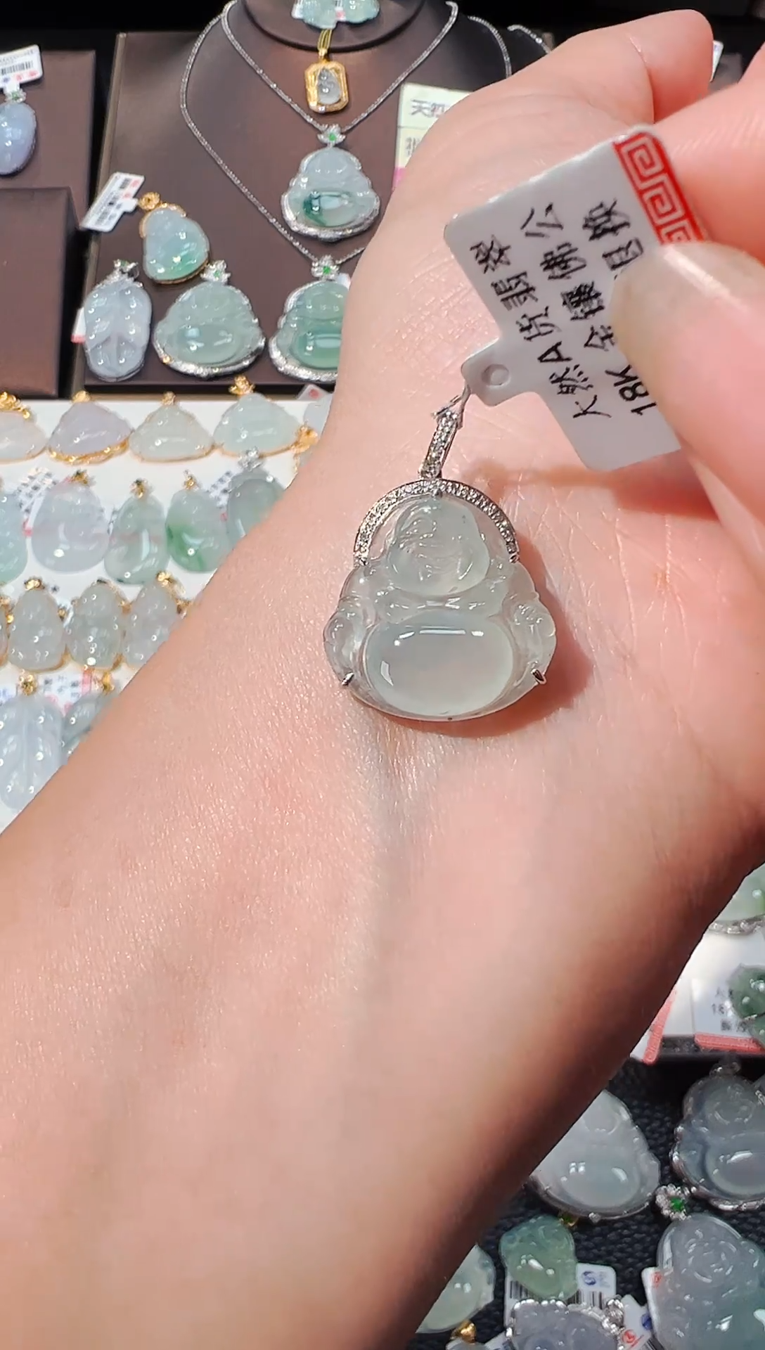 【闪购商品】翡翠吊坠(不含链)18K金镶嵌佛公吊坠682