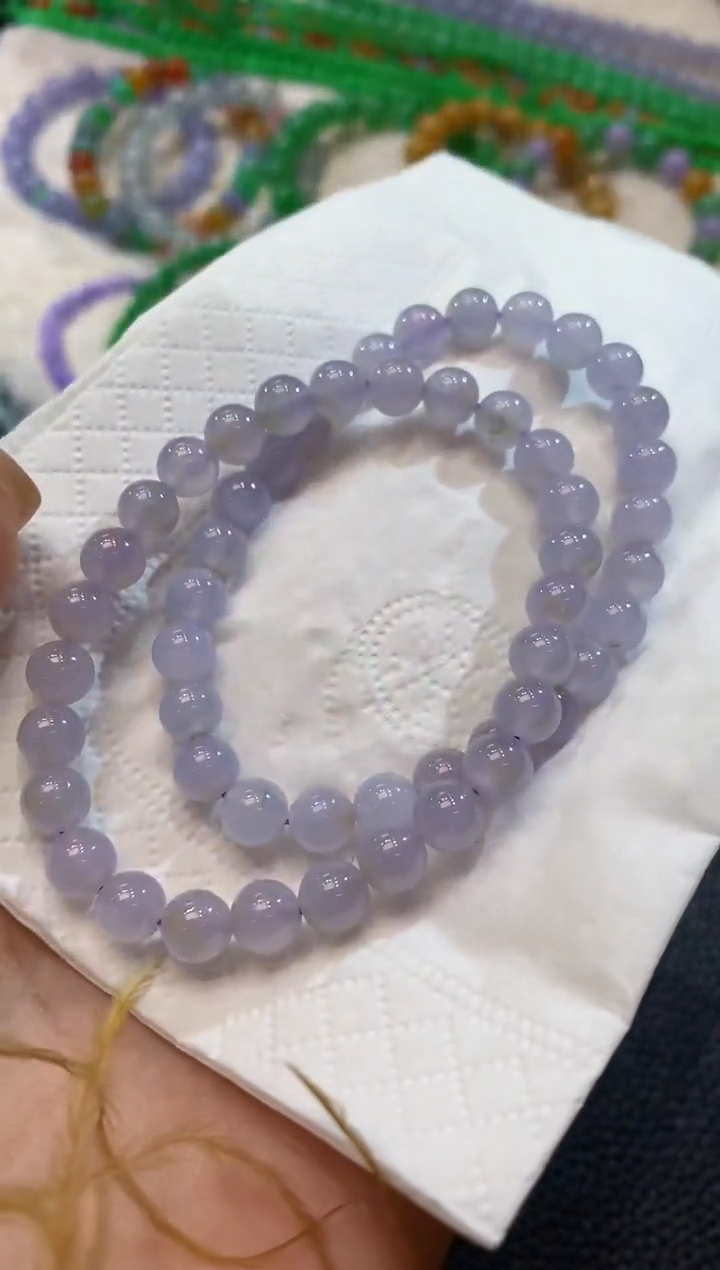 未镶嵌手串翡翠C38 紫货有一定色差 多样性发一件