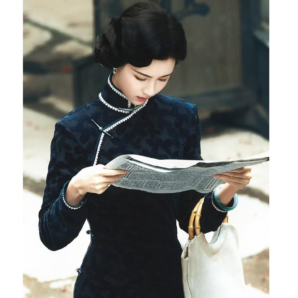 【格蕾丝】CIXU瓷叙 孤舟 烂花丝绒 陈都灵《孤舟》同款旗袍 2531S11