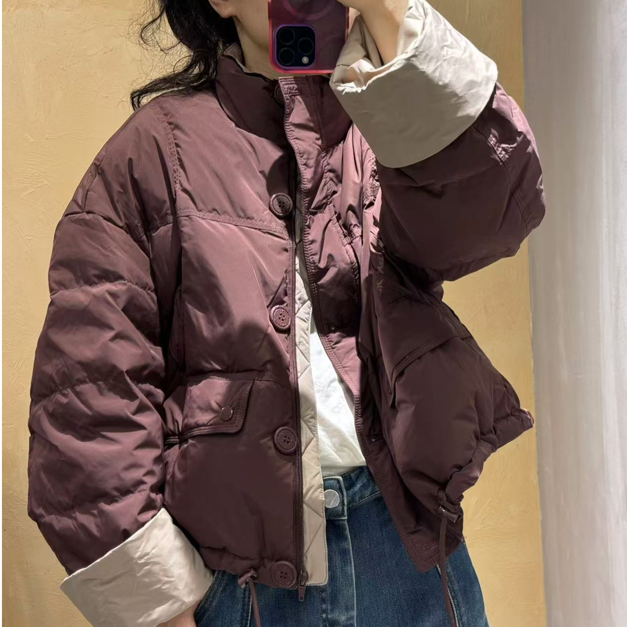 2024秋冬款时尚休闲百搭韩版宽松加厚保暖冬季女士羽绒棉服882416