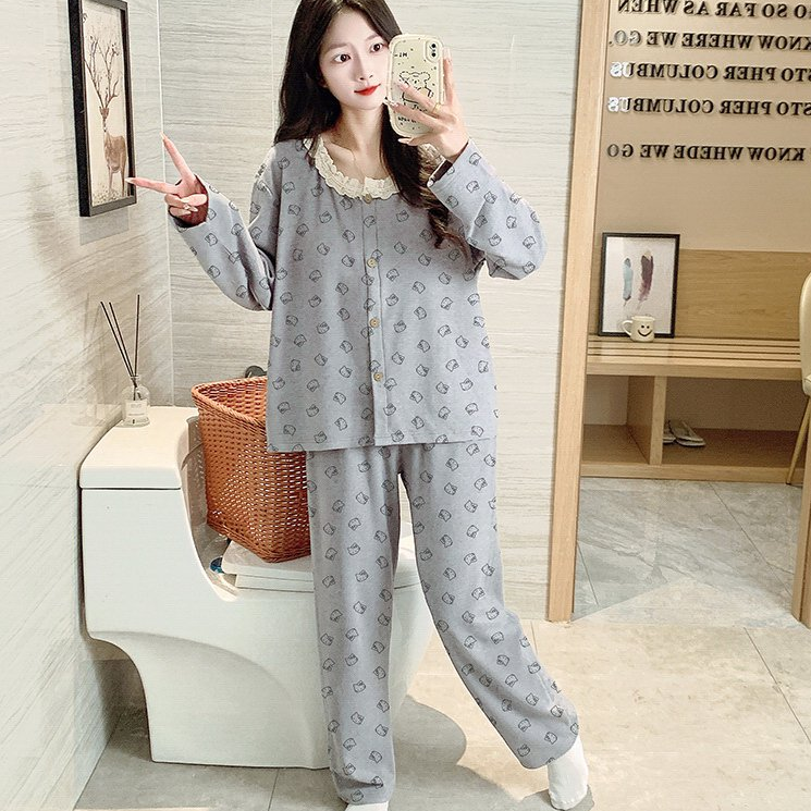 德绒秋冬款睡衣女士甜美开衫韩版冬款保暖可外穿家居服休闲套装