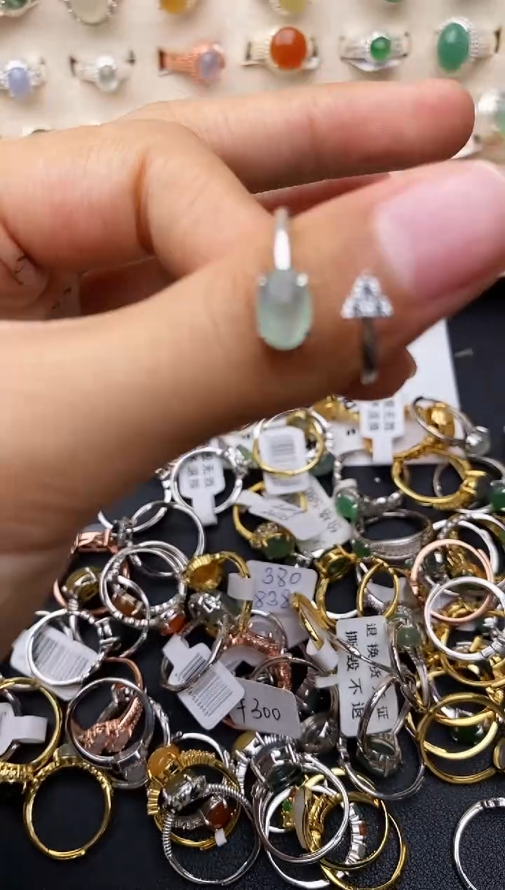 【闪购商品】翡翠戒指银S925镶嵌缅甸翡翠