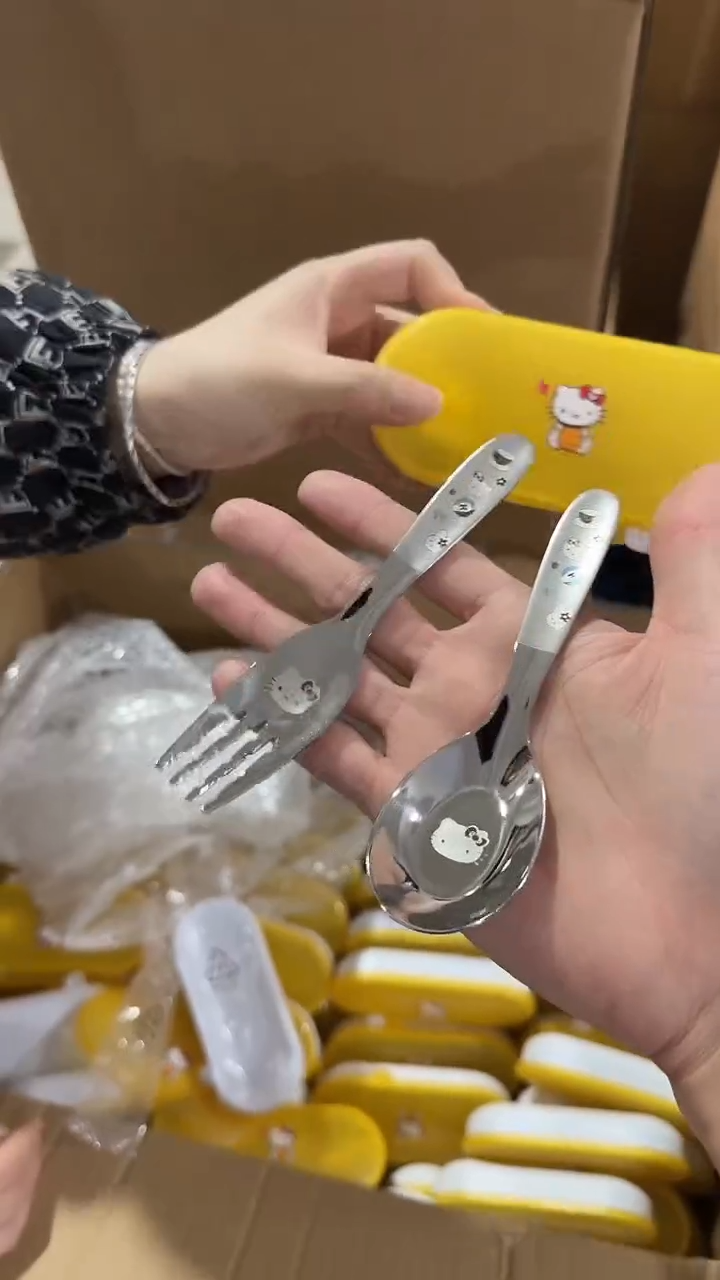 瓷片黄色壳便携叉勺kt