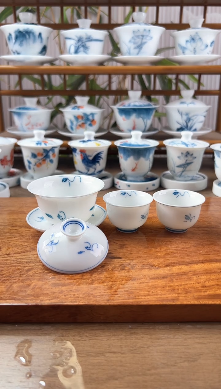 微瑕玉兰80ml三才盖碗+美人杯2个