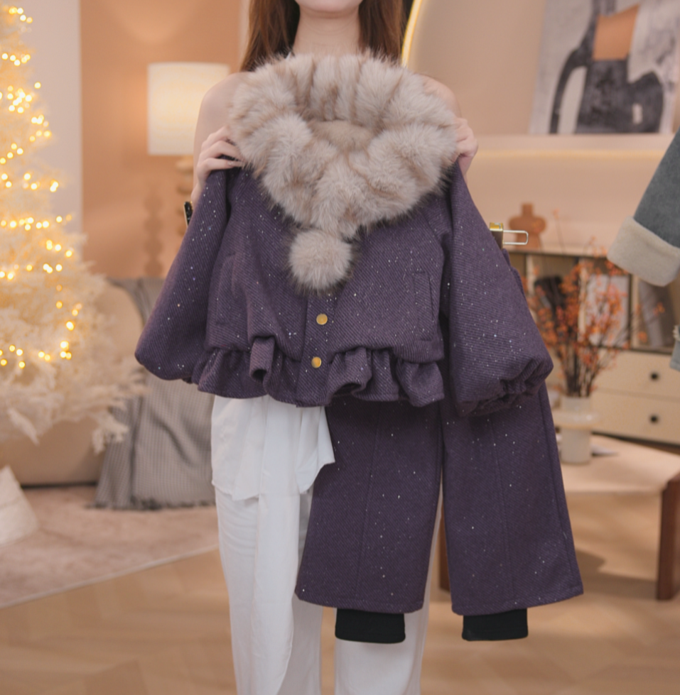 女童冬季少女风韩版加绒加厚套装短外套加厚中小童DC40703