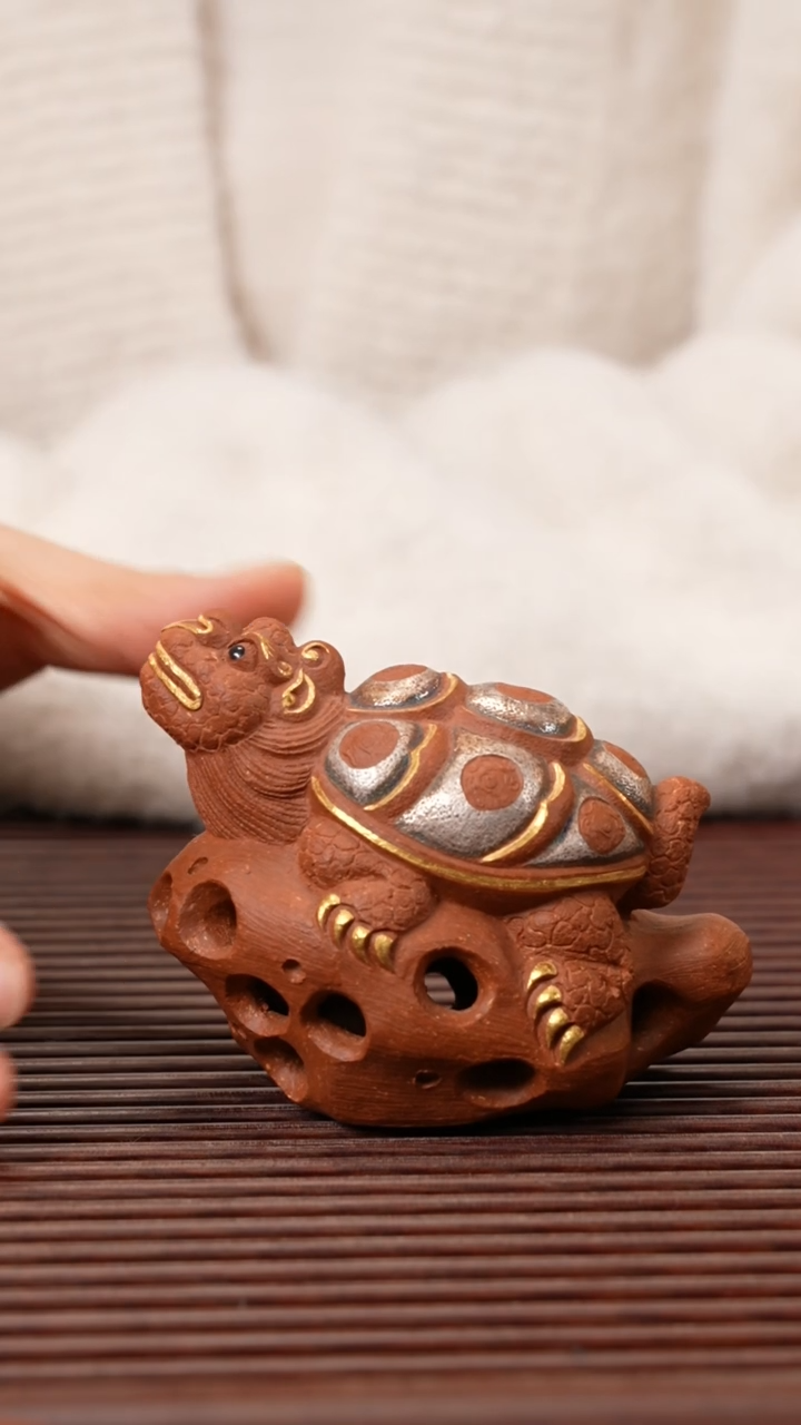 【闪购商品】紫砂茶宠龙龟（描金银）