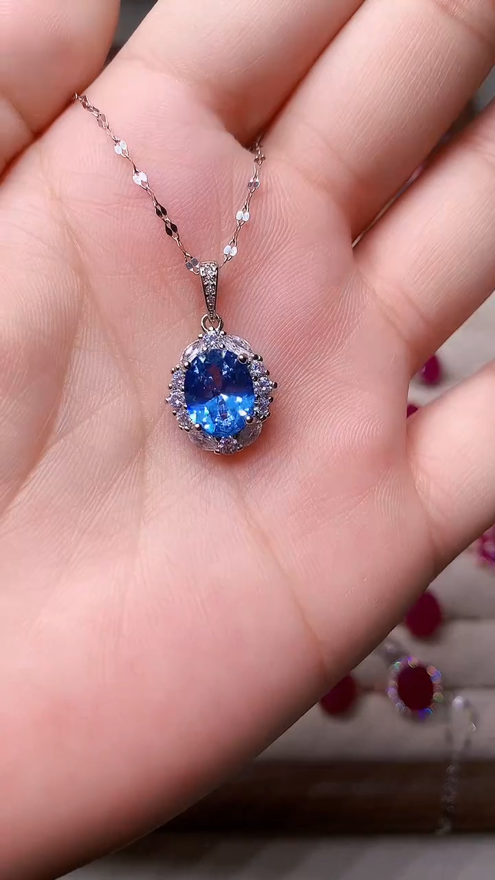 【闪购商品】海蓝宝石颈饰银S925镶嵌000