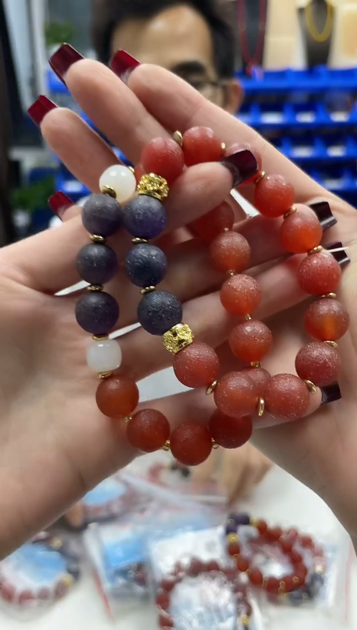 未镶嵌手串玛瑙/玉髓马蹄纹老料卡12MM 多样性发一