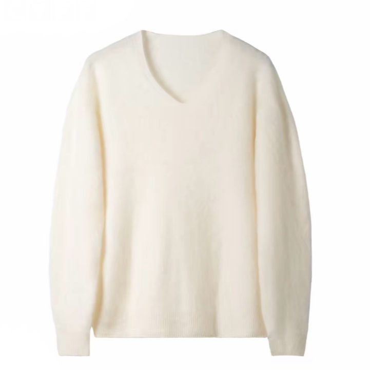 【千禧家】V领2026新款羊绒拉绒针织衫打底宽松毛衣秋冬百搭女士