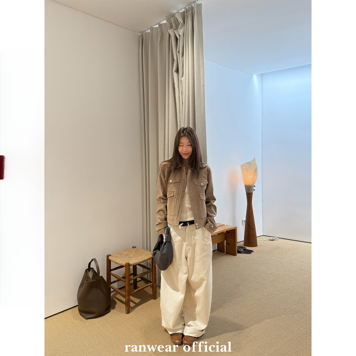 Ranwear 獨家!Lem*ire私服 报恩定染白牛中腰显瘦百搭阔腿牛仔裤