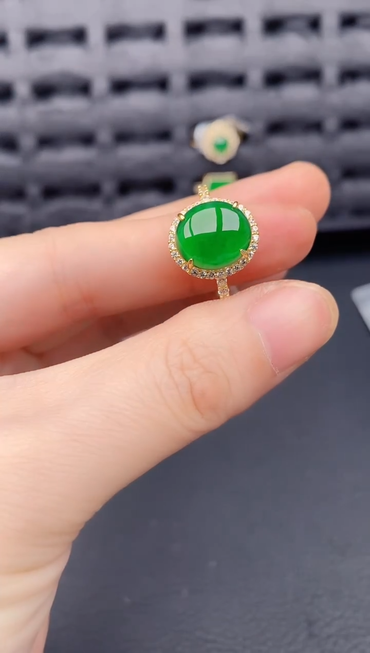 银S925镶嵌戒指翡翠天然a货翡翠391