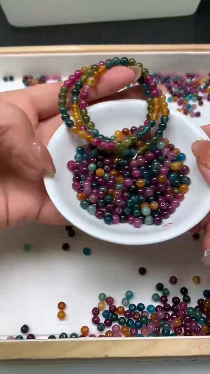 未镶嵌散珠碧玺D100 彩碧玺4mm100个8.8元