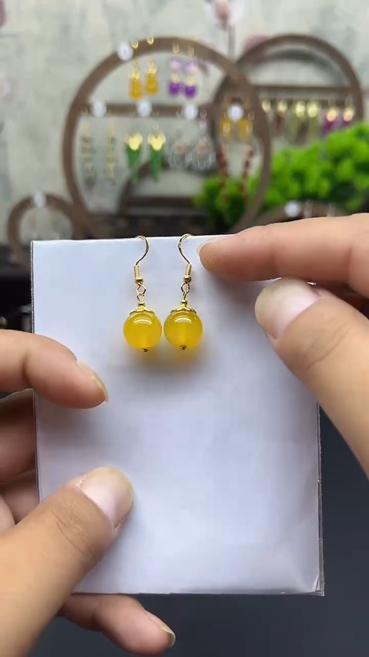 银S925镶嵌耳饰玛瑙/玉髓031