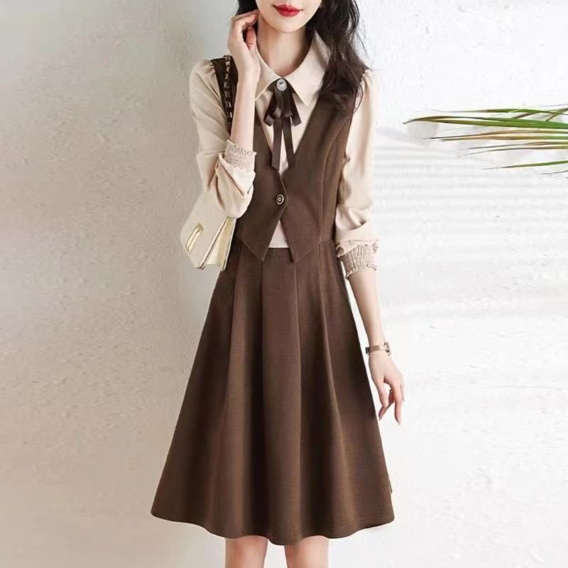 连衣裙春秋显瘦气质长袖时尚学院风秋冬秋季9935