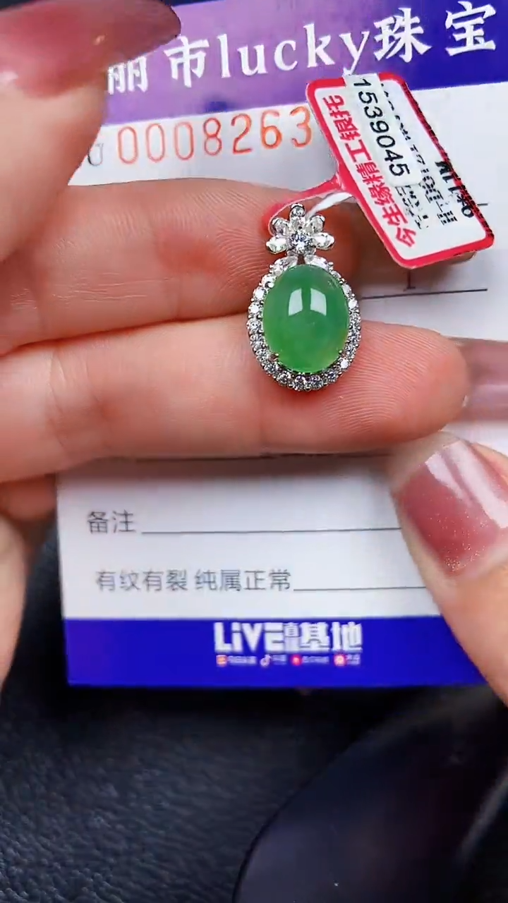 颈饰银S925镶嵌翡翠8263