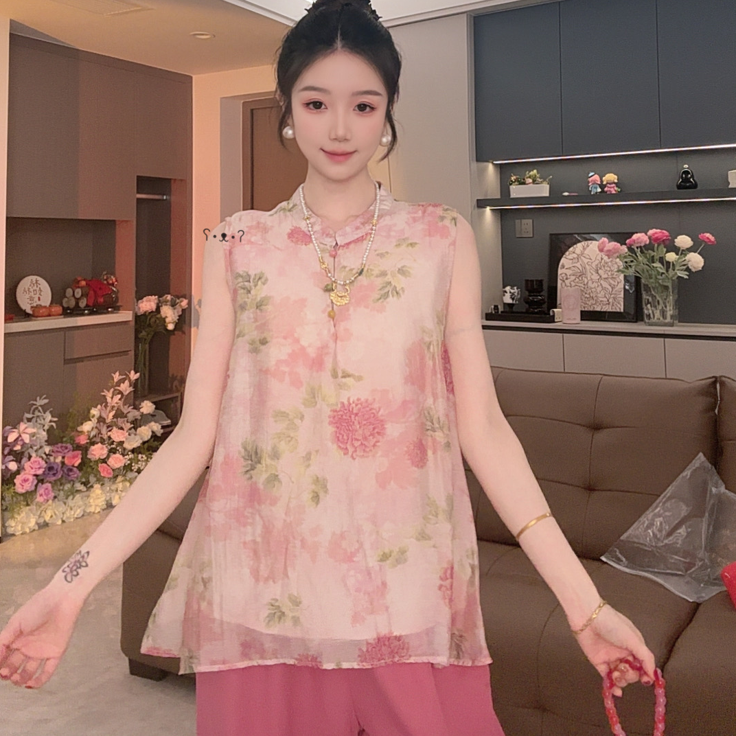 2025夏季风套装超好看的双层新中式夏装汉服两件套上衣＋阔腿裤