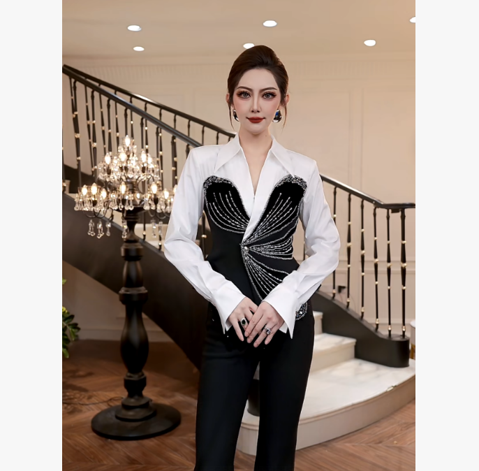 【FUNANI】 轻奢气质显瘦修身高级2025原创设计衬衣上衣 X2531113A