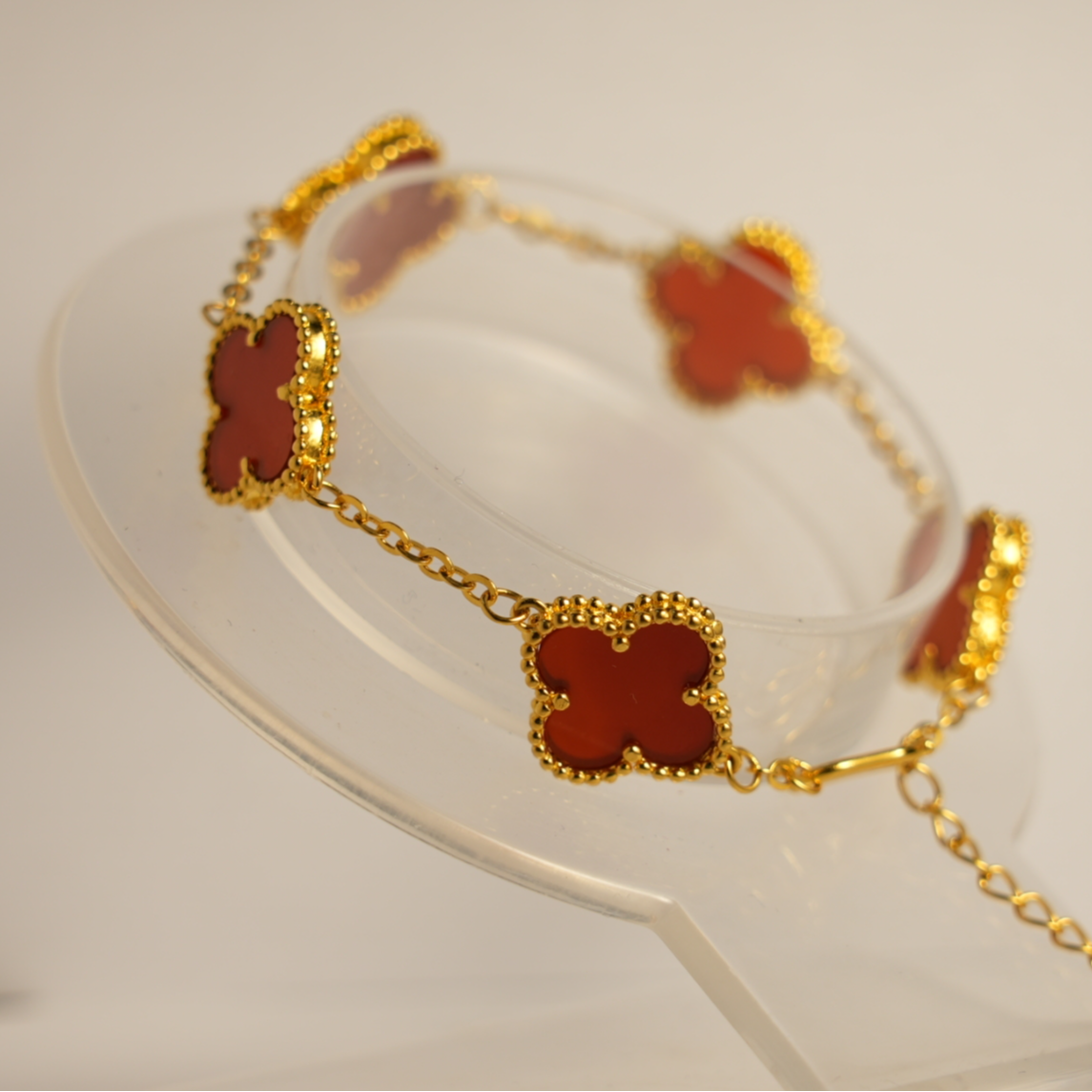 足银手链  足银四叶草手链 厚金足银古法制作