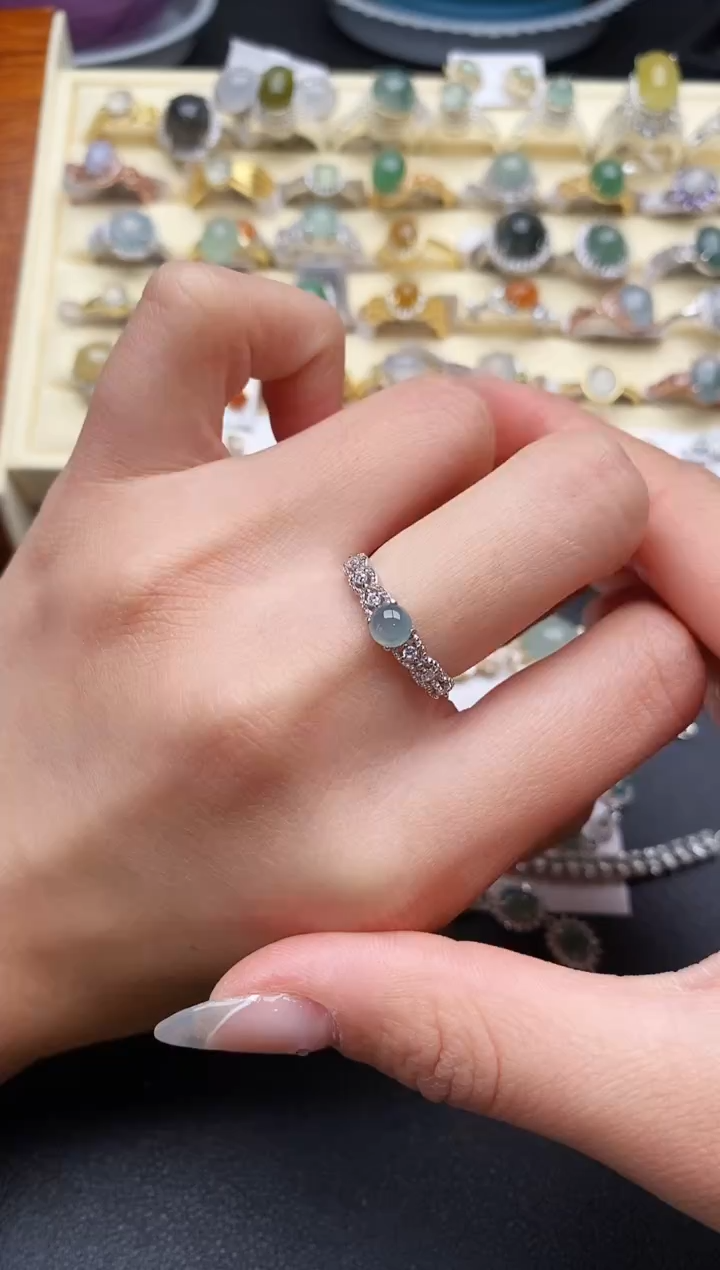 【闪购商品】翡翠戒指银S925镶嵌33333333+1