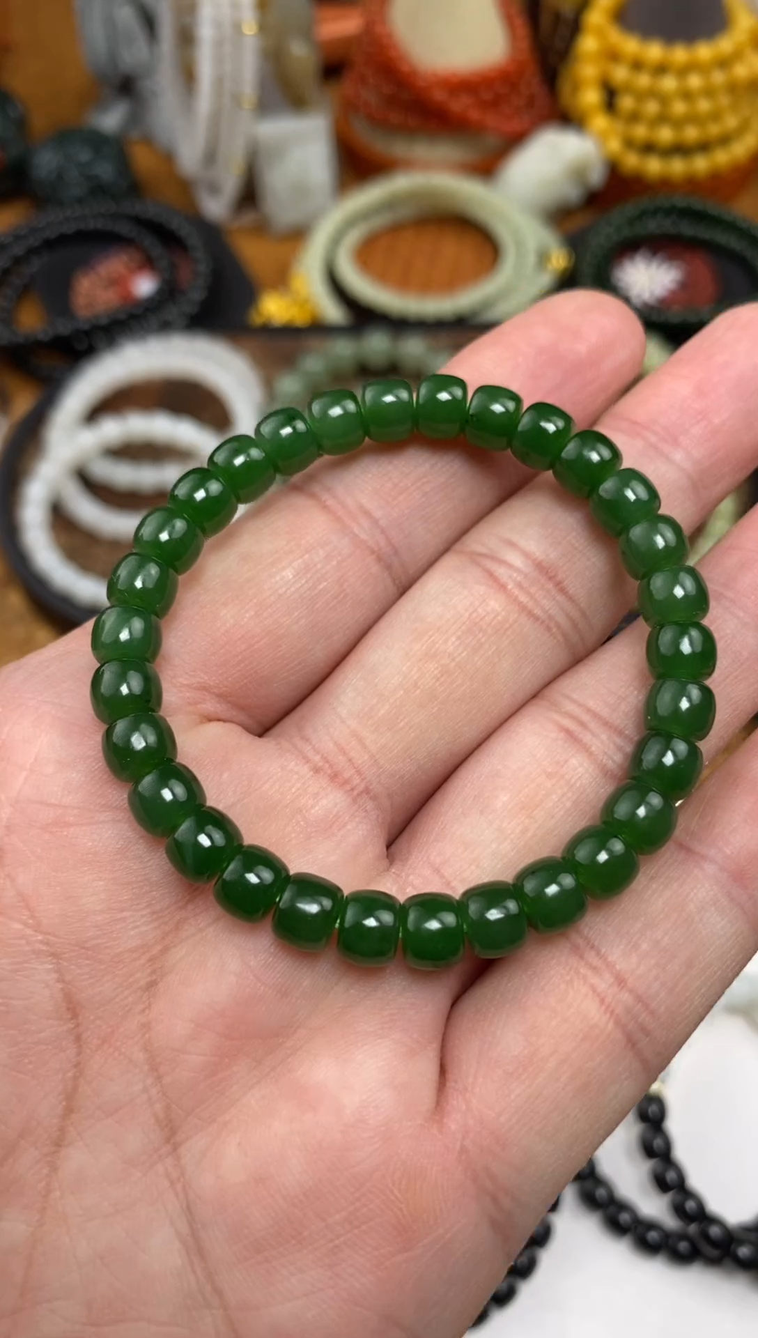 颈饰未镶嵌和田玉手串