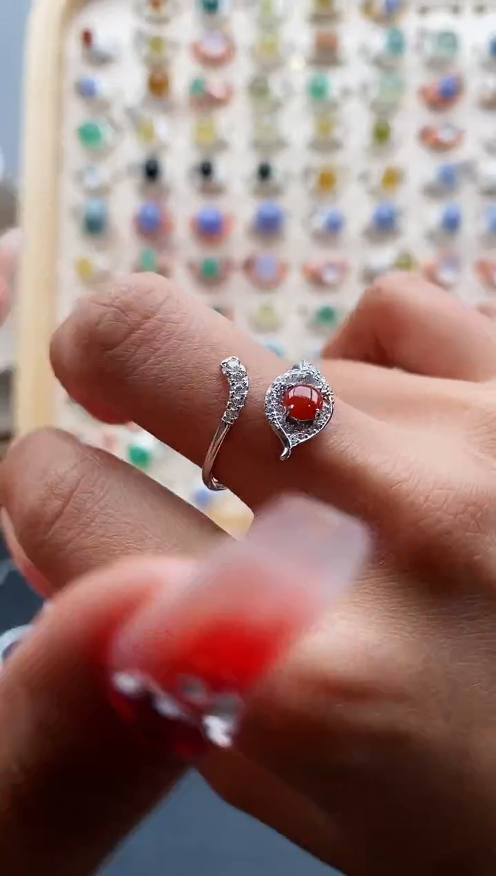 【闪购商品】翡翠戒指银S925镶嵌缅甸天然A货翡翠333 3+5