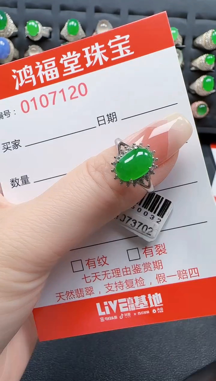 【闪购商品】翡翠戒指银S925镶嵌7120