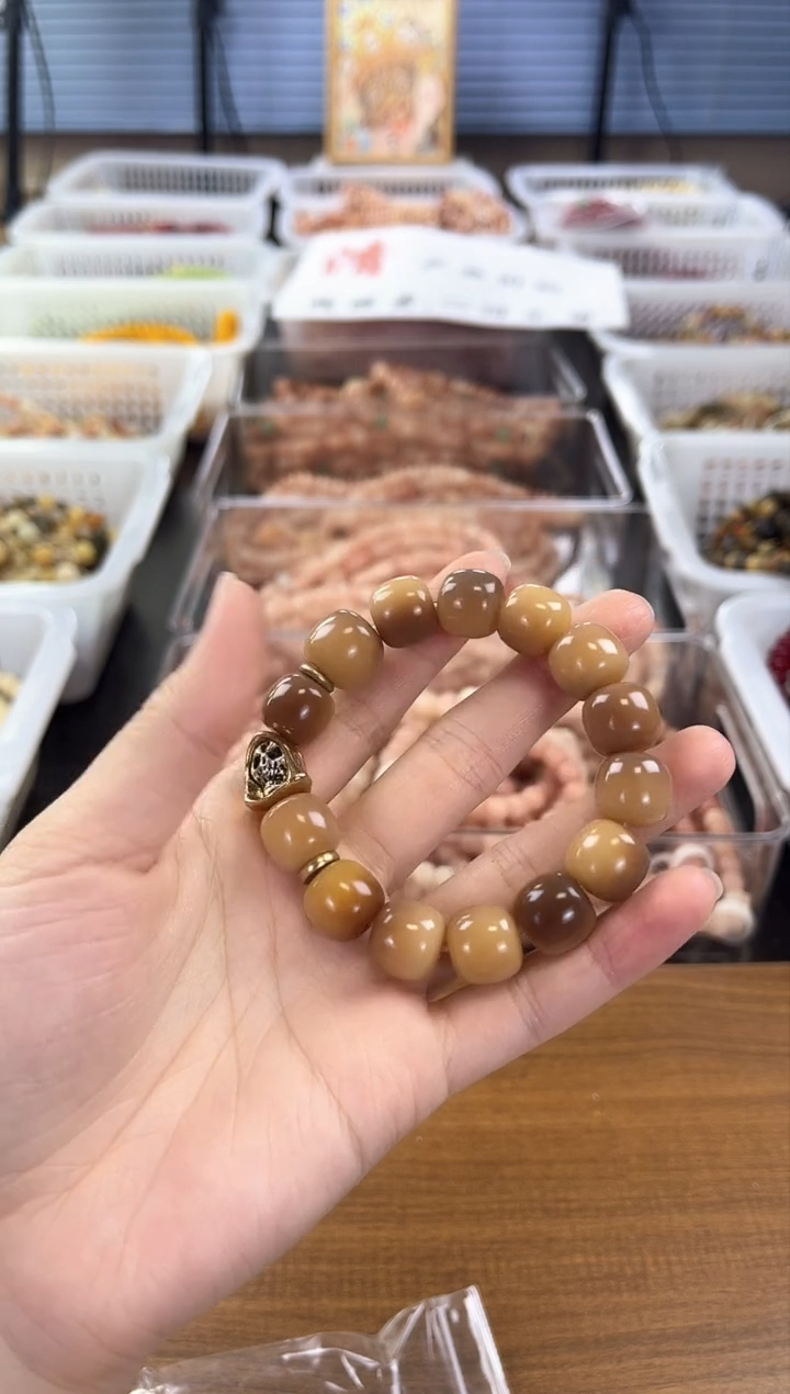 【闪购商品】菩提根/象牙果手串焦糖布丁单圈12*13mm