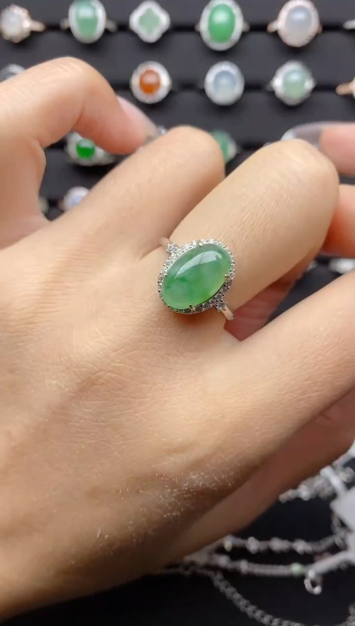 【闪购商品】翡翠戒指银S925镶嵌S925银镶嵌翡翠戒指