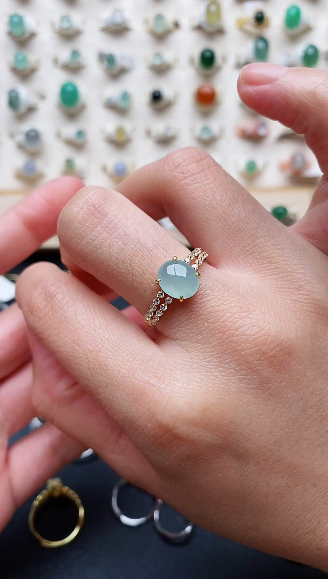 【闪购商品】翡翠戒指银S925镶嵌天然翡翠 333    1+