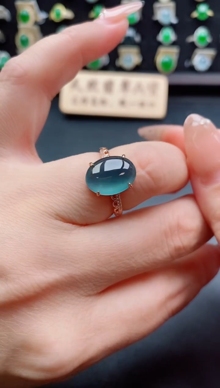 银S925镶嵌戒指翡翠1