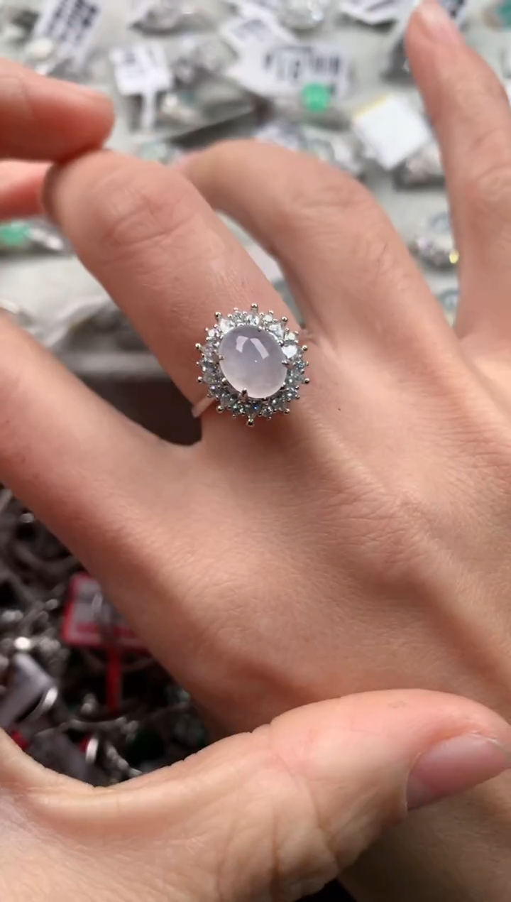 银S925镶嵌戒指翡翠555    1