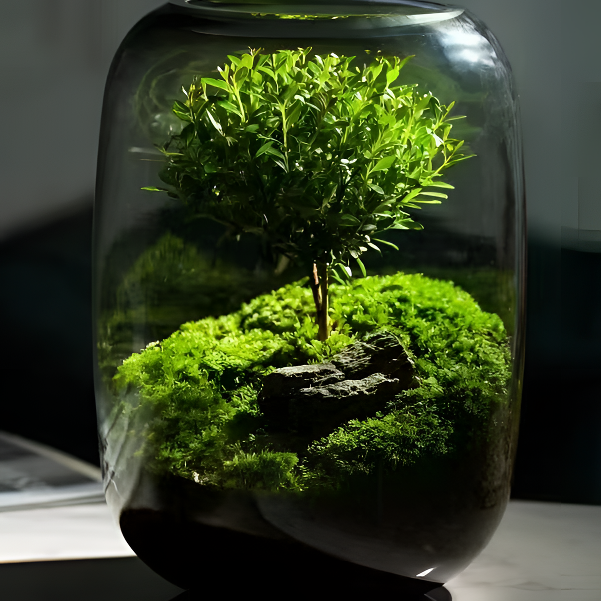 【林楠之境】16*22圆缸赤楠小树石头造景生态缸微景观