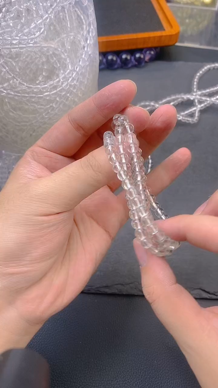 水晶手链未镶嵌白水晶6mm三圈
