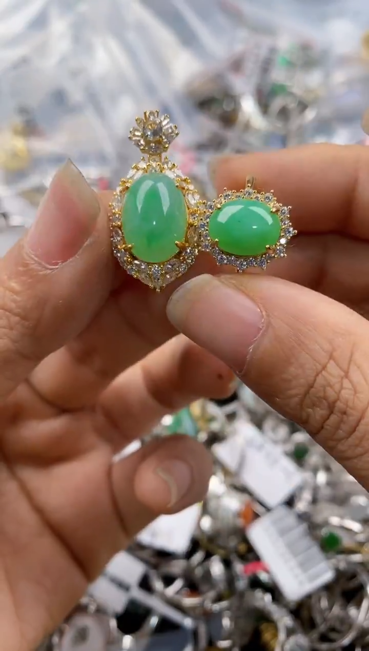 银S925镶嵌戒指翡翠666---5