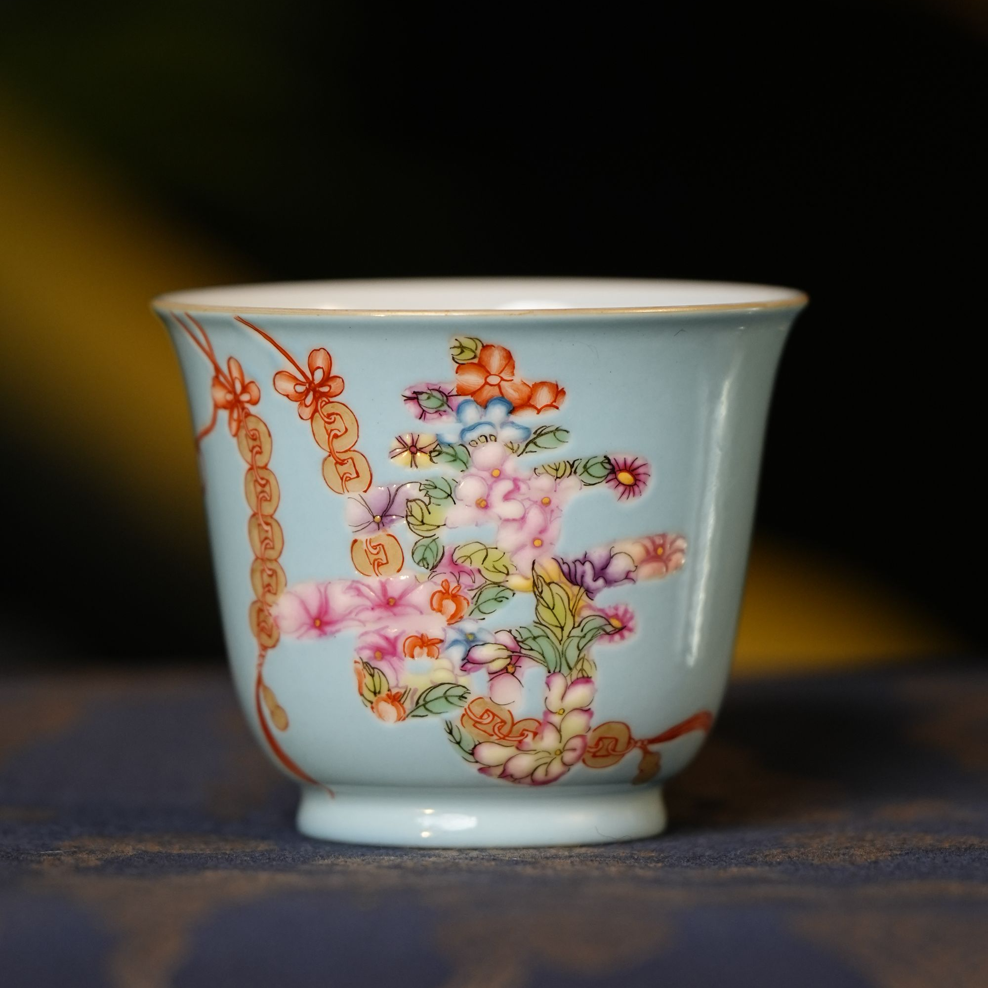 崔迪器-锦卉寿杯茶杯-A