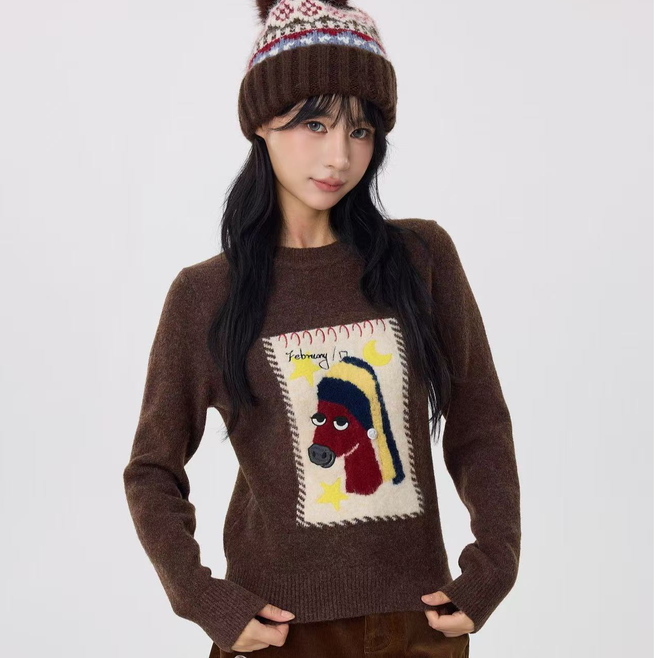 OooF！Yang小马绣花毛衣