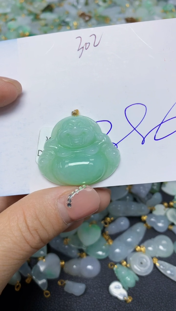 【闪购商品】翡翠挂件18K金镶嵌 天然翡翠A货