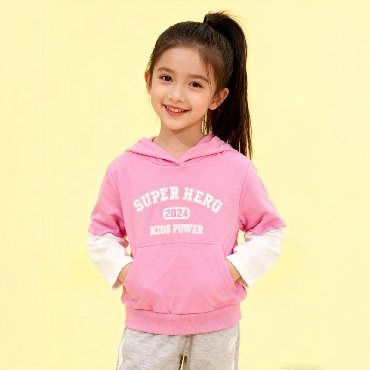 粉色连帽春秋款卫衣