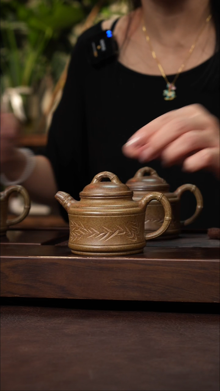 茶壶紫砂青段泥还原烧竹鼎170cc左右